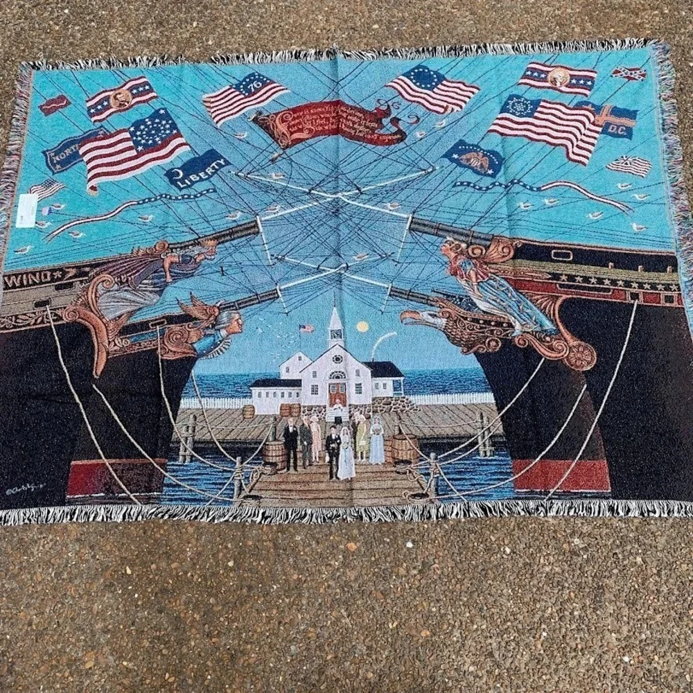 Charles Wysocki‎ Antique Store Quilts Village Home Woven Blanket Throw Tapestry